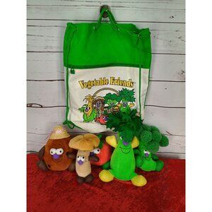 Vintage 1997 Vegetable Friends Plush Toy Set & Drawstring Bag By Toy Box Creati